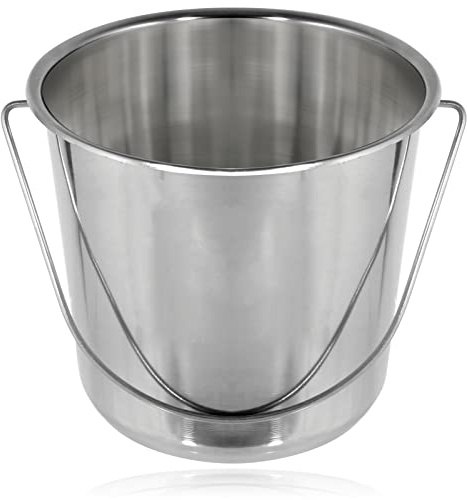 SPARES2GO 12 Litre Stainless Steel Handled Pail Bucket for BBQ/Barbecue (Silver)