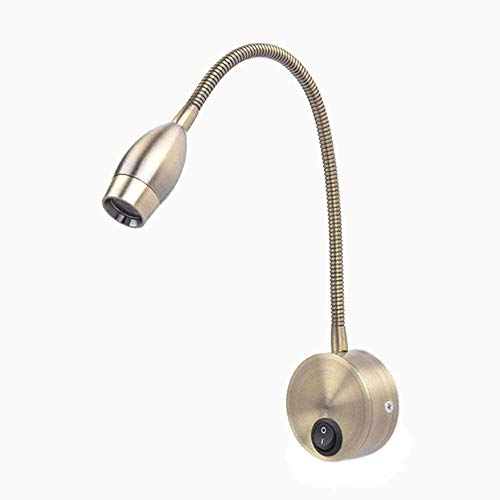 Meanyee Lampade da lettura a parete flessibili/Lampada da comodino con interruttore 1 * 3Watt bronzo MY-032