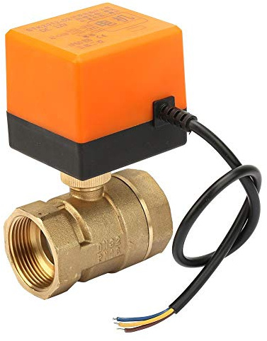 Motorisiertes Kugelhahnventil, DC 12V 2-Wege-3-Draht-Messing Motorisiertes Kugelhahn Elektrisches Ventil DN32 G1-1/4 , für Gebläsekonvektor und Wassersteuerungssystem der Klimaanlage