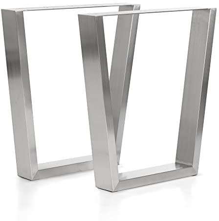 mina concept 16-2 Tischkufen Edelstahl – Tischgestell V-förmig – Außenmaße 70 x 72 cm – Profil 100 x 40 mm – 2 Stück
