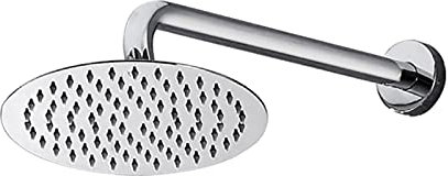 SHUGUANG Cabezal de Ducha Ronda, 10 Pulgadas Alcachofa de Ducha Cromado Rociador Ducha 304 Acero Inoxidable Cabezal de Ducha Lluvia de Alta Presión Alcachofas Fijas para Ducha con Brazo de Ducha