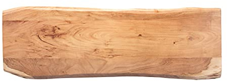SAM Holzplatte Emilio 120x40 cm Akazie Natur lackiert Baumkante Tischplatte | Baumkanten-Platte, Akazienholz naturfarben massiv, für Heimwerker, Arbeitsplatten, Tische & Fensterbretter