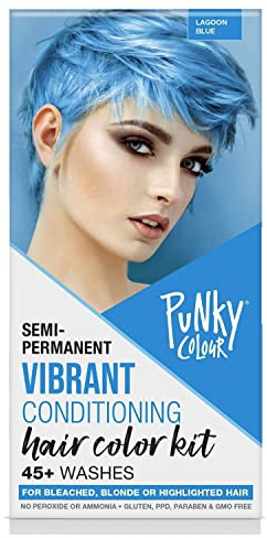 Punky Colour Semi Permanent Hair Color Kit Lagoon Blue - Vibrant Conditioning Hair Dye for Bleached & Blonde Hair, 3.5 fl oz