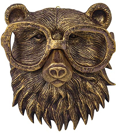 Tier Wandbehang Skulpturen, Hirsch Hirsch Kopf Wandskulptur Metall Wandkunst Wanddeko Ornament Home Dekoration Wasserdicht Bronzed Resin (Bär)