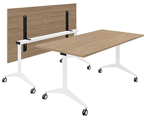 Weber Büro Besprechungstisch Savio 160 x 80 cm | Klappbar | Rollbar | Klapptisch | Bernsteineiche