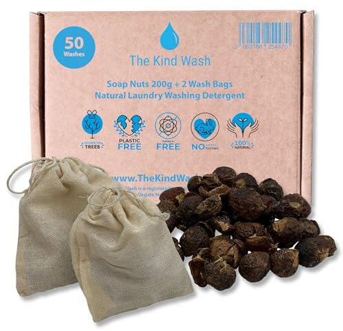The Kind Wash Soap Nuts Laundry 200g Washing Detergent Washing Nuts for Clothes Natural Soap Organic Wash Soapnut Alternative to Powder Cleanser Laundry Detergent Sheets Flakes