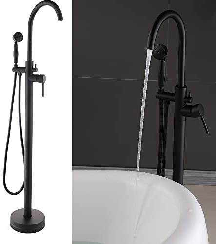 Grifo de bañera con ducha independiente, grifo de pie para bañera, grifo de ducha, color negro
