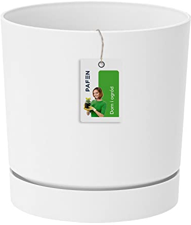 Prosperplast Blomkruka – 23,2 x Ø 24 cm – blomkruka med underlägg rund Tubo P 8 l, vit, DPOP240