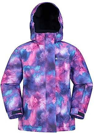 Mountain Warehouse Snowdrop Printed Kids Ski Jacket - Waterproof, Integrated Snowskirt, Detachable Hood, Adjustable Cuffs -Best for Snowboarding, Winter Sports Galaxy Ombre Kids Size 2-3 Years