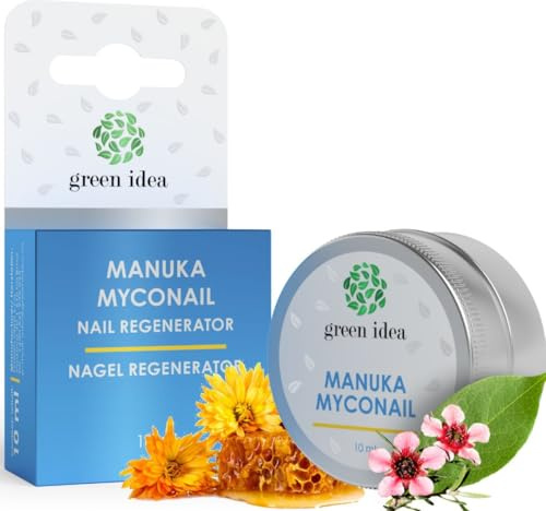 Green idea - MANUKA Salbe Myconail - Nagelcreme für brüchige Nägel - natürlich mit Manuka, Teebaumöl und Bienenwachs - Teebaumöl Creme - Nagelpilz Creme - intensiver Regeneration – 10 ml Tiegel