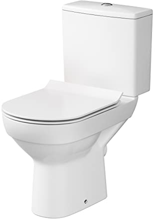 CERSANIT WC con cassetta di risciacquo completo, WC con sedile WC in Duroplast con abbassamento automatico, ciotola con scarico orizzontale, larghezza 36,5 cm, supporto WC in ceramica, colore: bianco