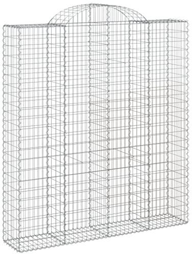 vidaXL Arched Gabion Basket Cage Mesh Wire Stone Basket Outdoor Spiral Retaining Wall Planter Garden 200x50x220/240 cm Galvanised Iron