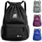 Sarsumir Turnbeutel Rucksack Damen Jungen, Wasserdicht Große Kapazität Sportbeutel Rucksack, Beutel mit Kordelzug Drawstring Bag für Gym Schwimmen Reisen Yoga Sport, Schwarz