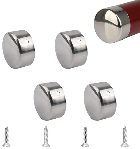 UFURMATE Handrail End Cap, 4PCS 201 Stainless Steel Round Handrail End Caps Staircase Steps Hand Rail End Cover Handrail Fittings for 50mm Diameter Handrail