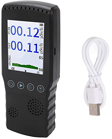 Geigerzähler Nuklear, Professioneller Hochpräziser Radioaktiver Detektor, LCD-Echtzeitüberwachung, USB-Aufladung, Strahlungsmessgerät, 2500 MAh, Strahlungsdetektor, Dosierungsalarm(Schwarz)