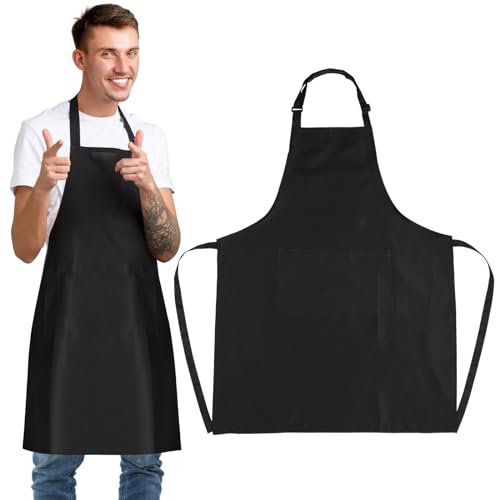GWHOLE Apron Adjustable Chef Apron with Pockets for Men and Women Home Kitchen Baking Gardening Restaurant Coffee house BBQ