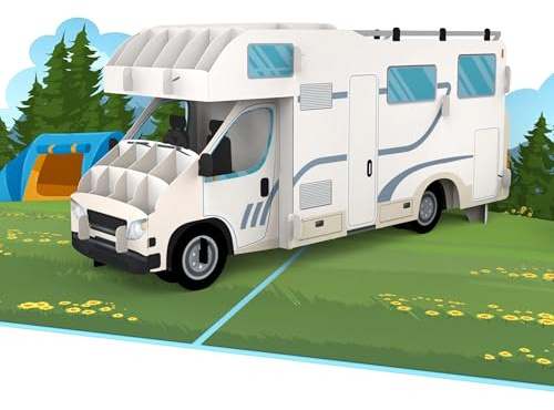 MOKIO® Tarjeta Pop-Up 3D – Autocaravana – Tarjeta de felicitación | como vale regalo para un camping, un viaje en autocaravana o para regalar dinero, Tarjeta de cumpleaños para campistas