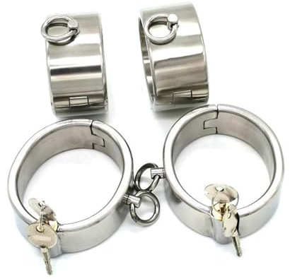 Edelstahl Handschellen Fußschellen für Paare, Extrem Bondage Hand Fuß Manschette Anklecuffs/Fußfesseln Sklave Fetisch Cosplay Erotische BDSM Sex-Toys,Women oval,Hand