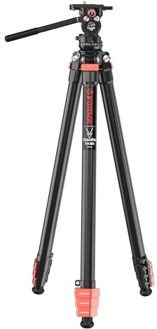 IFOOTAGE Gazelle TA3B+Komodo K3,Tragbares Aluminium Videostativ mit Panorama Video fluidkopf,Videokamera DSLR Dreibein/Kamerastativ/Reisestativ/Videostativ,Max Last 5kg(157.5cm)