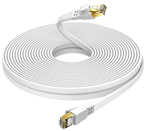 Ercielook Câble réseau LAN Cat8 haute vitesse 40 m pour extérieur et intérieur 40 Gbit/s, 2000 MHz avec connecteur RJ45 plaqué or, résistant aux intempéries et aux UV pour routeur/jeu/modem