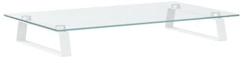 vidaXL Monitorständer Weiß 60x35x8 cm Hartglas und Metall
