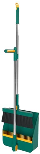NIBHZ Escoba con Palo Largo Extensible y Recogedor de Pie Plegable para Limpiar, Escoba de Goma y Recogedor Basura, para Hogar, Oficina y Uso en Exteriores,Green