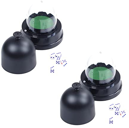 Ronlok 2X Automatic Dice Roller Cup Batteriebetriebenes Pub Bar Partei Spiel mit 5 WÜRfeln Schwarz