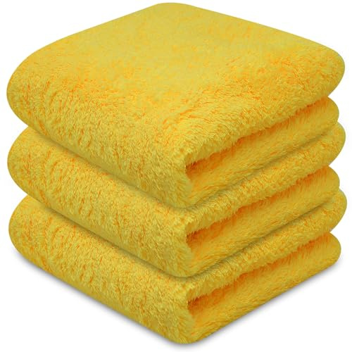 Towelogy® Super Absorbent Microfibre Cloth | Absorbs Over 10x its Weight in Water | Sponge-Like Absorbency | Multipurpose Scratch-Free Cleaning Cloth for Household Use (Yellow)