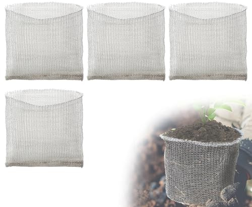 EFUTURETIME 4pcs Wurzelschutzkörbe Edelstahl Wühlmausgitter | Wurzelschutz für Pflanzen gegen Wühlmaus und Nagetiere, Gartenpflanzen Netzbeutel aus Metall für Bäume und Blumen