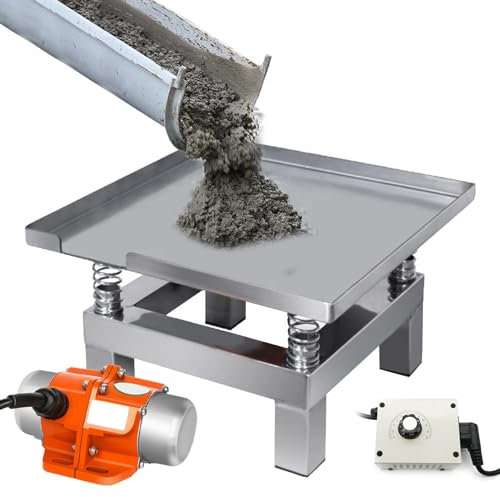 json2xml Vibrationstisch aus Edelstahl mit 9 Gängen,Einstellbarer Geschwindigkeit,35 x 35 cm Plattform,10kg Tragkraft,Beton-Vibrationsplattform zum Entfernen von Blasen/Schütteln von nassem Pulver