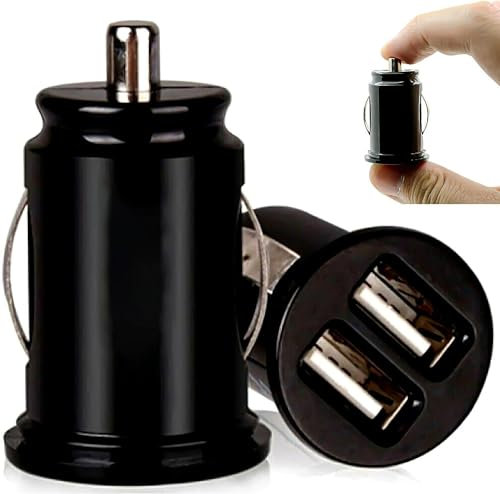 1Gri-CC Car Charger, Dual Port Mini Aluminum Alloy 24W Dual USB Car Charger, PowerDrive 2 Alloy Car Adapter cigarette lighter socket (1)