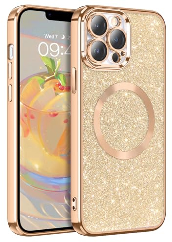 GaoBao für iPhone 13 Pro Max Hülle Glitzer, Handyhülle iPhone 13 Pro Max Glitzer für MagSafe, Keine Vergilbung, Kratzfeste, Dünn Weiches TPU Stoßfeste Ganzkörperschutz Schutzhülle für 6.7, Gold