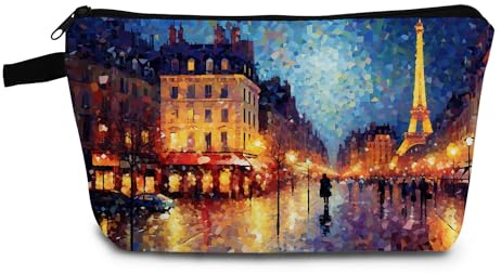 YULUENZE Eiffel Tower Gifts Paris Eiffel Tower Makeup Bag Cute Small Vintage Organizer Bag with Zipper Eiffel Tower Print Cosmetic Bag Birthday Gifts for Women Friends, hzt0288, Printed Makeup Bag