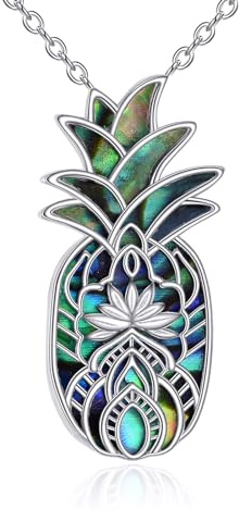 Vadmans ananas halsband sterlingsilver ananas hänge abalone skal smycken för kvinnor söt frukt gåvor, Sterlingsilver, Ingen ädelsten