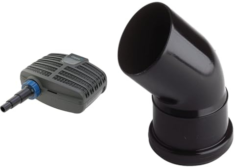 OASE 20249 Filterpumpe AquaMax Eco Classic 3500E, 3500 l/h Förderleistung, energiesparende Bachlaufpumpe, Teichpumpe, Filter, Pumpe, Bachlauf & 55044 schwarz Verbindungsbogen DN75/45, Klein