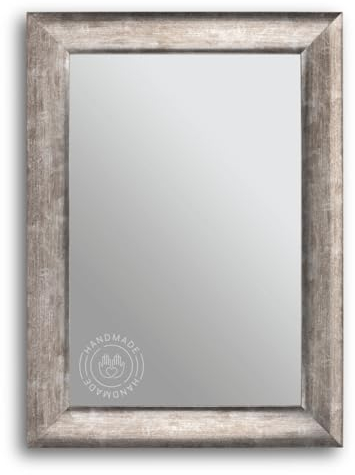 CLAMARO 'PORTO' Antik Wandspiegel 80x120 cm mit Rahmen | Silber Antik | Shabby Chic Vintage Barock Spiegel mit Holzrahmen | Barockspiegel inkl. Metall Aufhänger und Montagematerial