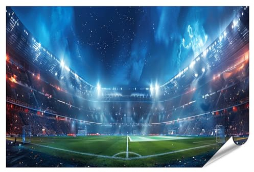 islandburner XXL Bild Poster Fußball Stadion grüner Rasen Werbebanner Konzept Premium Bilder Fotodruck