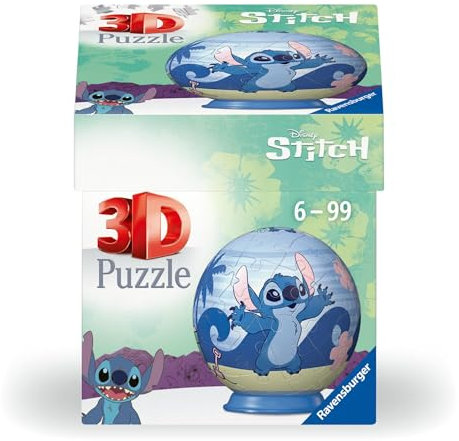 Ravensburger - Puzzle 3d Stitch Sferico | Puzzle 3d Bambini 6 Anni O Più | Regalo Stitch Bambina E Bambino 54 Pezzi | Giochi Bambini 6 Anni Sferico Da Disney