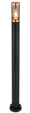 Moderne Wegeleuchte aus Edelstahl in Schwarz & Kupfer, Höhe 110cm