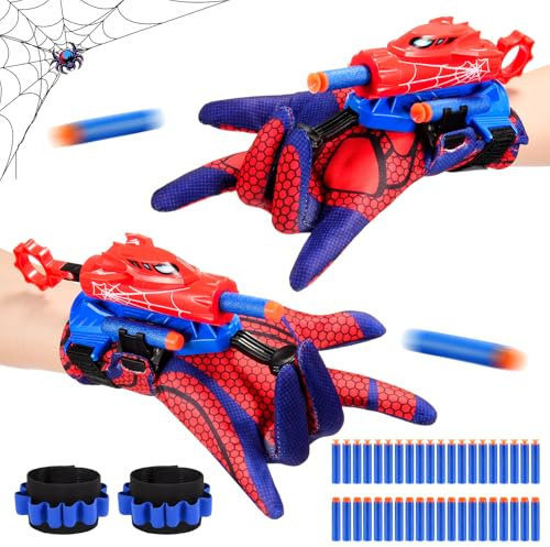 Braxel Spara Ragnatele Spid-er Giocattolo, Giochi Bambini 3 4 5 6 Anni Regalo Bambino 3-8 Anni Maschio Giochi Bambino 3-7 Anni Set di 2 Guanti Spid-er Bambino Regali Natale