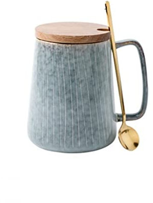 XFZJCHAP BBCBBZ Tazza in Ceramica retrò Europa da 650 ml con Cucchiaio, caffè, tè, Bevande, Bicchieri, Regalo per Coppie (D)