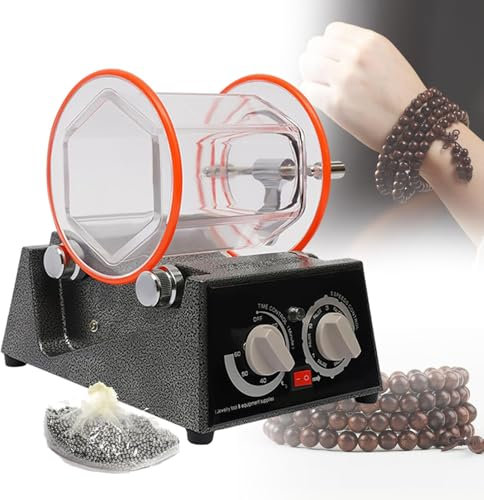 WhAeoy Tambor De Pulido Vibratorio, Pulidora Eléctrica Pequeña, Temporizador De 0 A 60 Minutos, Ajuste De 5 Velocidades, Gran Capacidad De 3 Kg, Se Puede Utilizar,A
