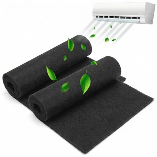 QWORK® 2 Pack Universal Cut-to-Fit Activated Carbon Filter Sheet - 48 x 8 Inch, 1/8 Inch Thickness - Charcoal Air Filter for Purifiers, Range Hoods, and More
