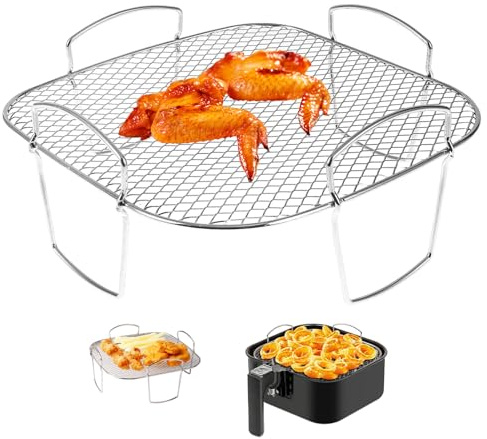 Air Fryer Rack - Stainless Steel Air Fryer Racks Air Fryer Grilling Rack, Detachable Air Fryer Shelf Rack for Baking, Cooking and Dehydrating Food for Dz201/ Dz401Air Fryers, 20.5 * 10cm