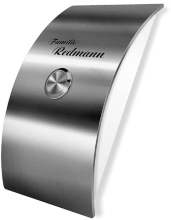 Metzler® Funkklingel mit hoher Reichweite und wetterfestem Edelstahl-Taster IP67, Silber Edelstahl – kabellos oder kabelgebunden, personalisierbar, einfache Montage, 10 Jahre Ersatzteilverfügbarkeit