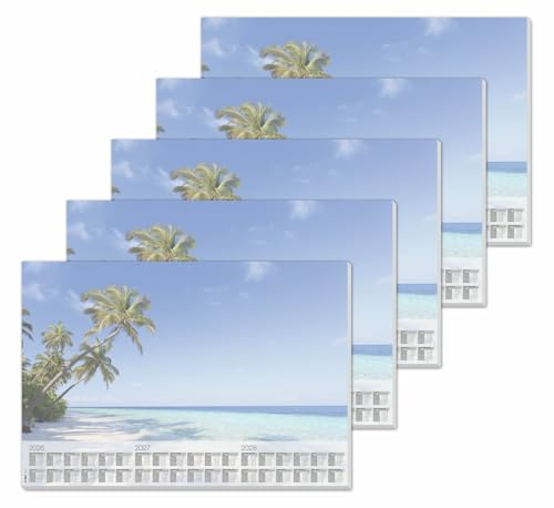 SIGEL Papier-Schreibtischunterlage DIN A2 Kalender 2026-2028 Palmenmotiv | H6470/5, 5er Set mit 30 Blatt je Block aus nachhaltigem Papier