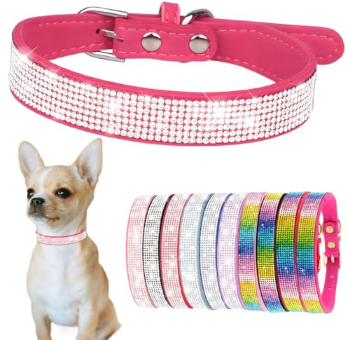 Bling Hundehalsband für kleine Hunde, Mädchen, weiblich, Strass, Welpenhalsband für kleine Welpen, funkelnder Glitzer, Diamant, Kätzchen, Katzenhalsbänder für XXS, XS, kleine und mittelgroße Rassen