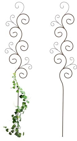 Relaxdays Supporto per Piante Rampicanti da Giardino, 2 pz. Tralicci di Sostegno per Edera, 160x30 cm, Metallo, Marrone, Ferro