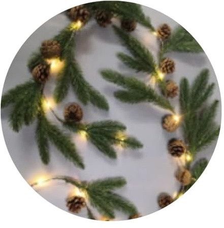 Brightium 1,4 m lange batteriebetriebene LED-Lichterkette mit Kiefernzweigen und Tannenzapfen, ideal für Partys und für eine gemütliche Atmosphäre.