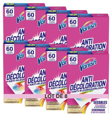 Vanish Lingettes Anti Décoloration - lot de 8 x 30 lingettes